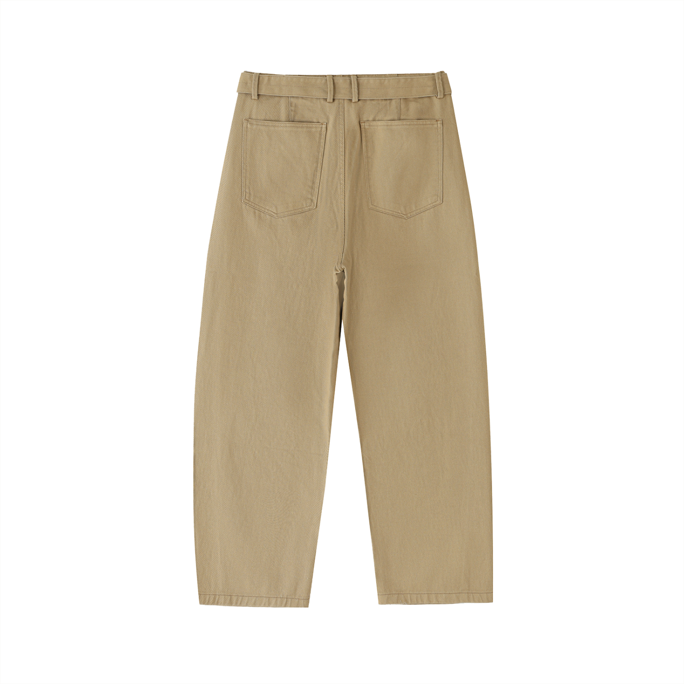 Twisted-Seam Belted Curved-Blade Pants