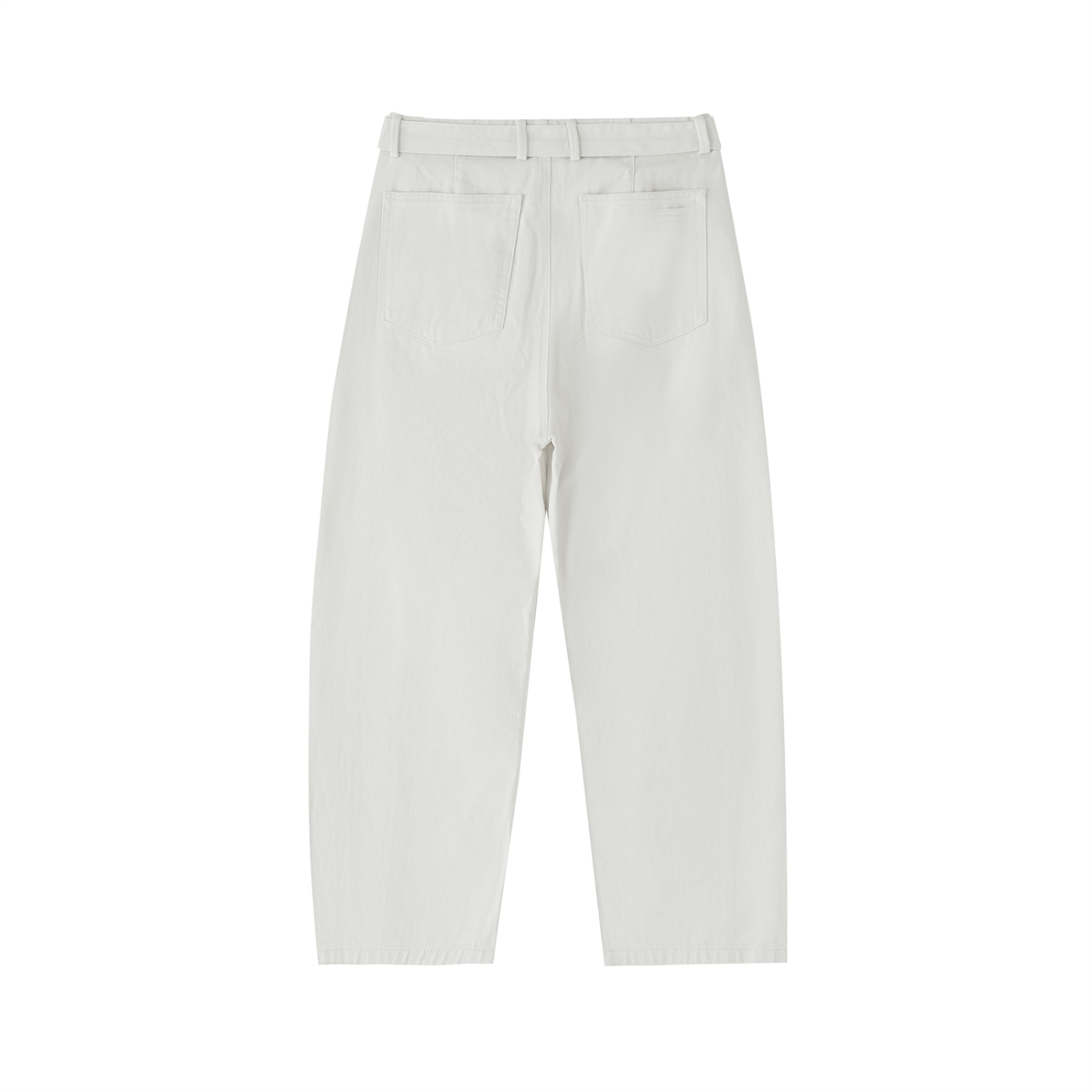 Twisted-Seam Belted Curved-Blade Pants